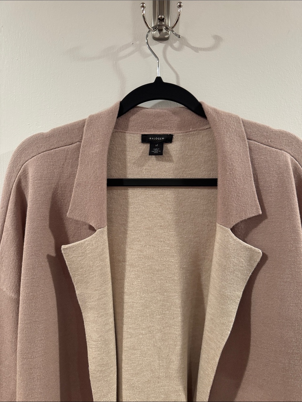 Halogen Two-Tone Open Front Cardigan - Blush & Cream